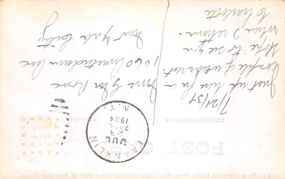 Franklin New York Birds Eye View Real Photo Vintage Postcard AA72784 - Image 2