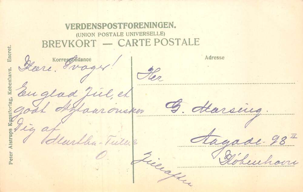 Christmas Greetings Gnome Elf with Dog and Tree Artist Signed Postcard AA72858 - Image 2