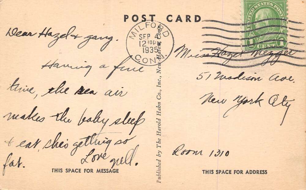 Bayview Connecticut Milesfield Ave., B/W Photo Print Vintage Postcard U12074 - Image 2