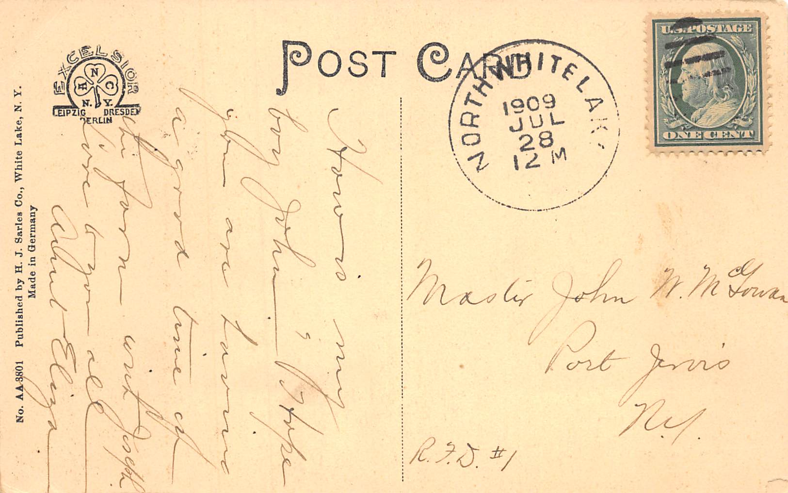 White Lake New York View Of White Lake From Hoffman House Lawn Postcard U12140 - Image 2