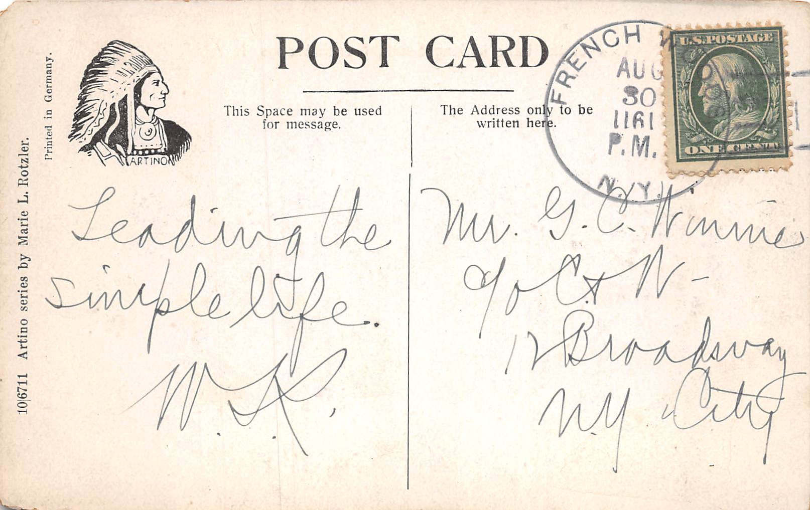 French Woods New York View Of Lake, Looking South, Color Lithograph PC U12145 - Image 2