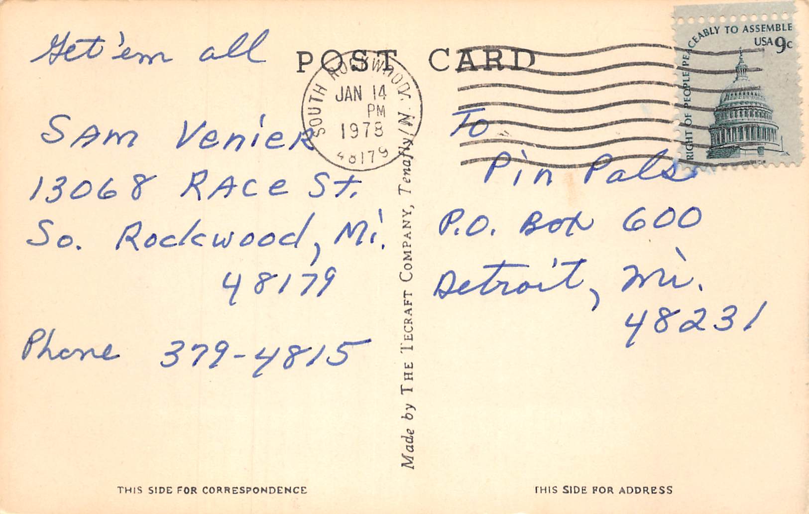 Montoursville Pennsylvania Wabash Corporation, B/W Photo Print Vintage PC U12150 - Image 2