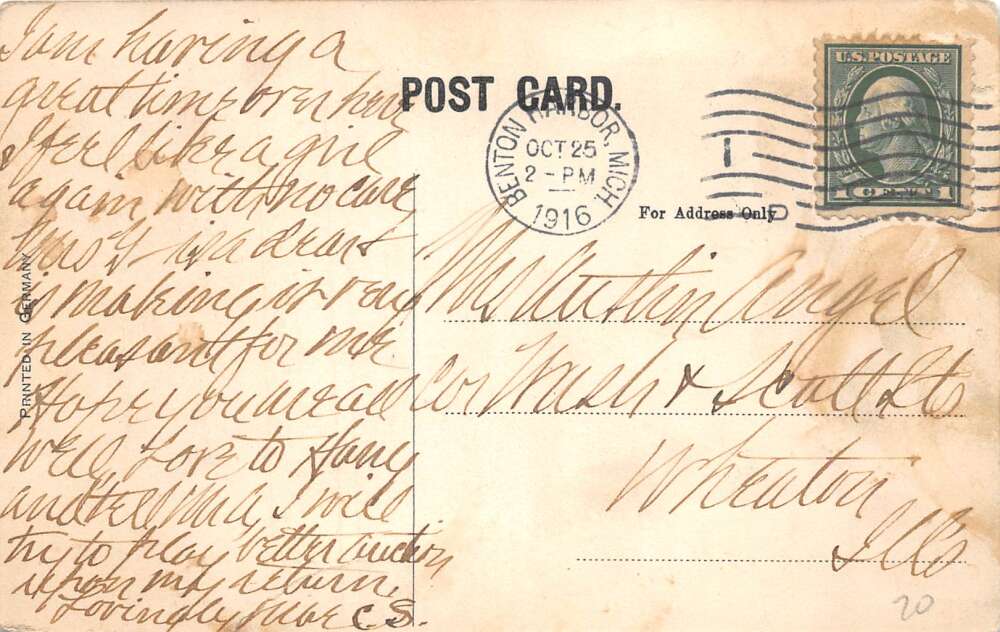 Benton Harbor Michigan North Pier, B/W Photo Print Vintage Postcard U12216 - Image 2