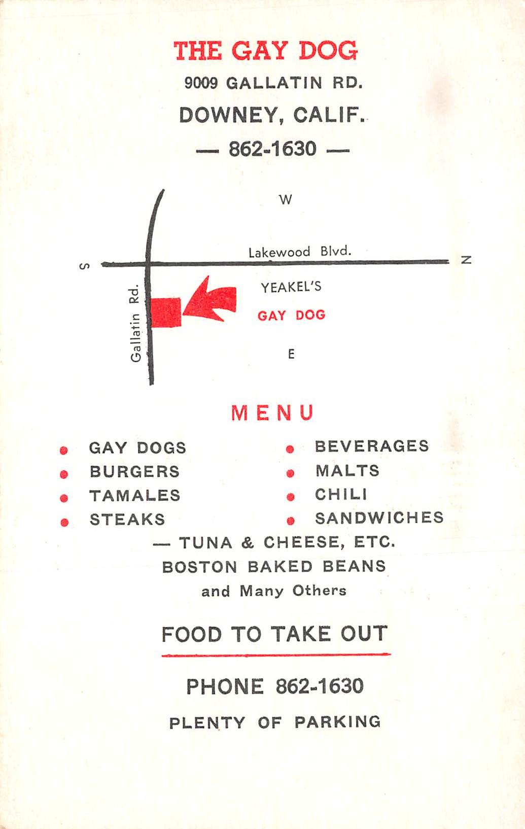 Downey California The Gay Dog Restaurant, Photochrome Vintage Postcard U12286 - Image 2