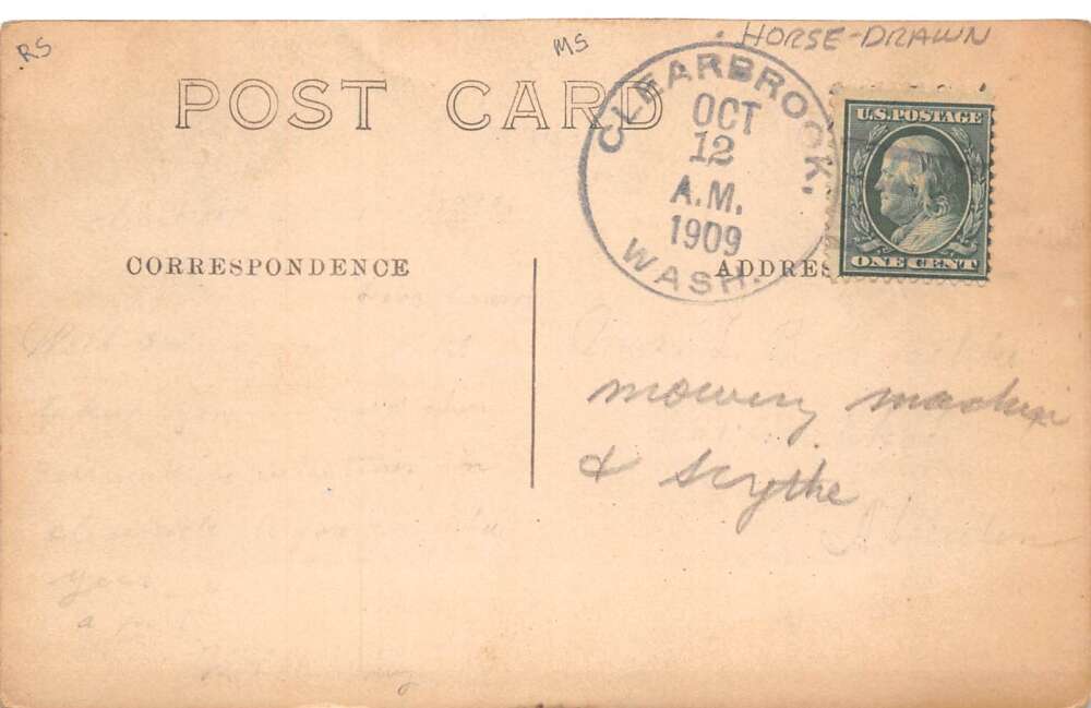 Clearbrook Washington Horse Drawn Tiller Farming Real Photo Postcard AA72981 - Image 2