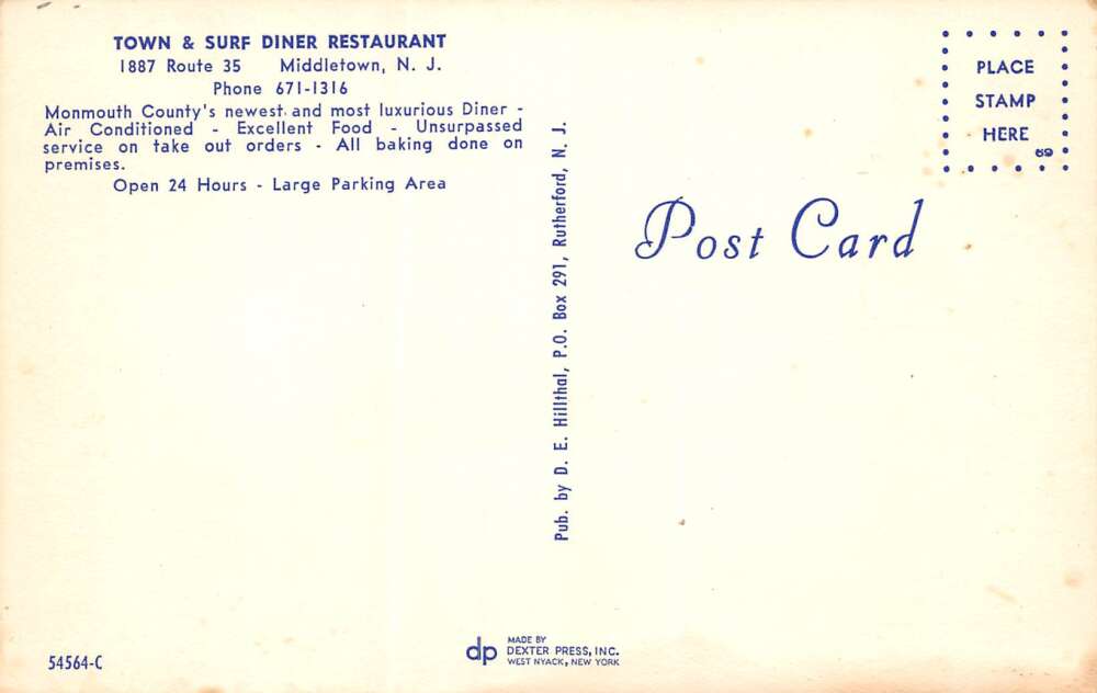 Middletown New Jersey Town & Surf Diner Restaurant, Photochrome PC U12447 - Image 2