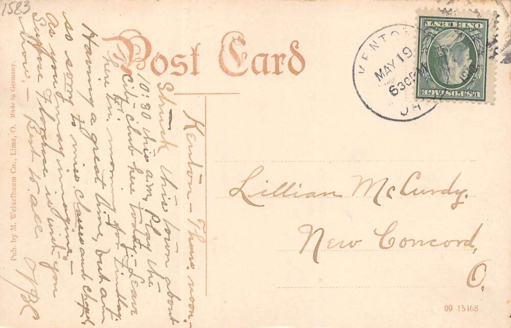 Kenton Ohio Franklin St., Looking East, Kenton Beer Sign, Vintage PC U12463 - Image 2