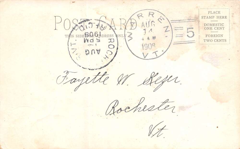 Warren Vermont Down By The Mill, Undivided Back Vintage Postcard U12475 - Image 2