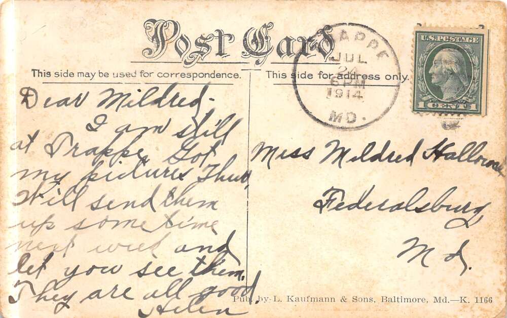 Trappe Maryland Methodist Episcopal Church Vintage Postcard AA73202 - Image 2