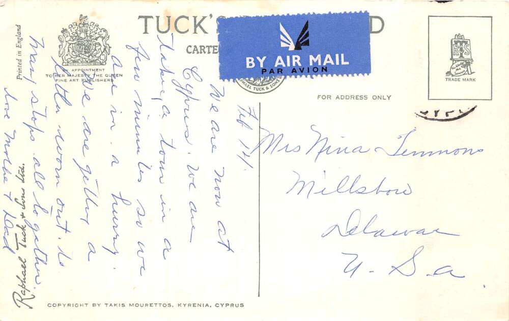 Larnaca Cyprus Sea Front Cafe Tuck Vintage Postcard AA73233 - Image 2