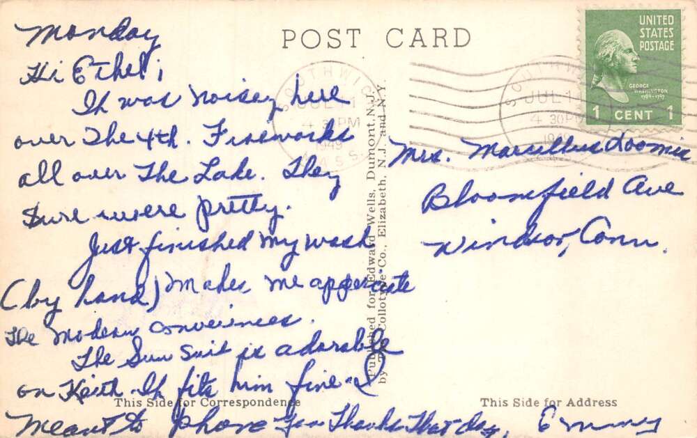 Southwick Massachusetts Lake Congamond Scenic View Vintage Postcard AA73271 - Image 2