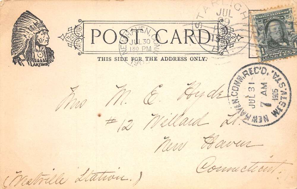 Starlight Pennsylvania Lake Canoeing Scene Vintage Postcard AA73292 - Image 2