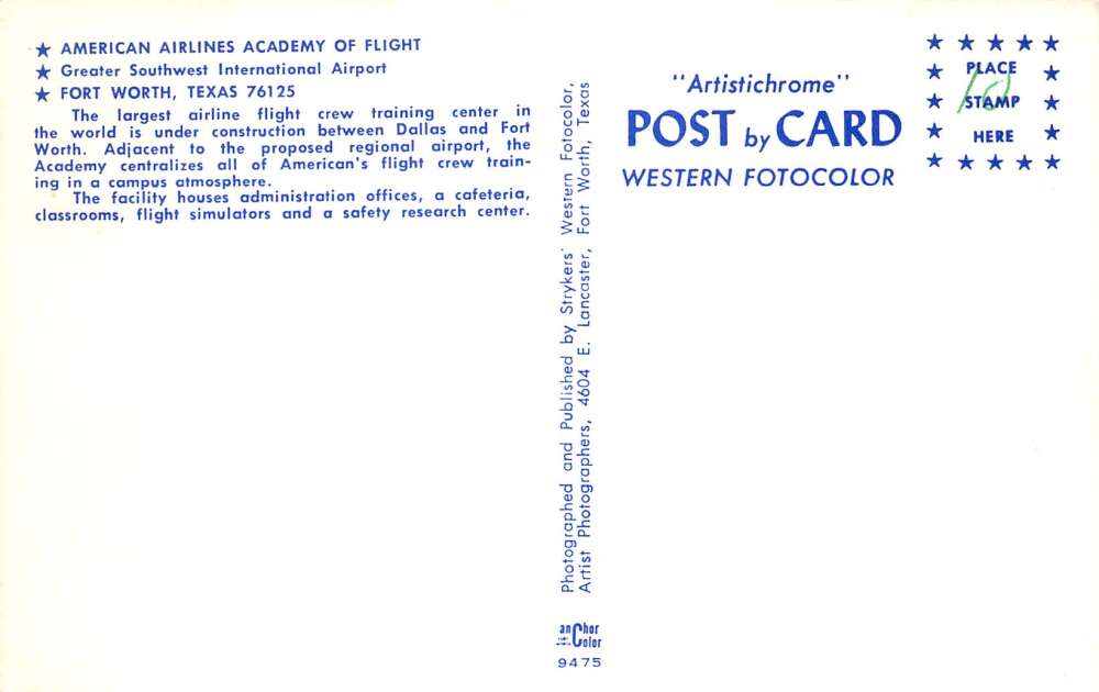 Forth Worth Texas American Airlines Academy of Flight Vintage Postcard AA73310 - Image 2