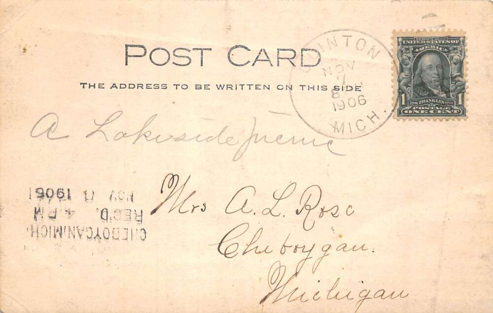 Clinton Michigan Lakeside Picnic Scene Real Photo Vintage Postcard AA73349 - Image 2