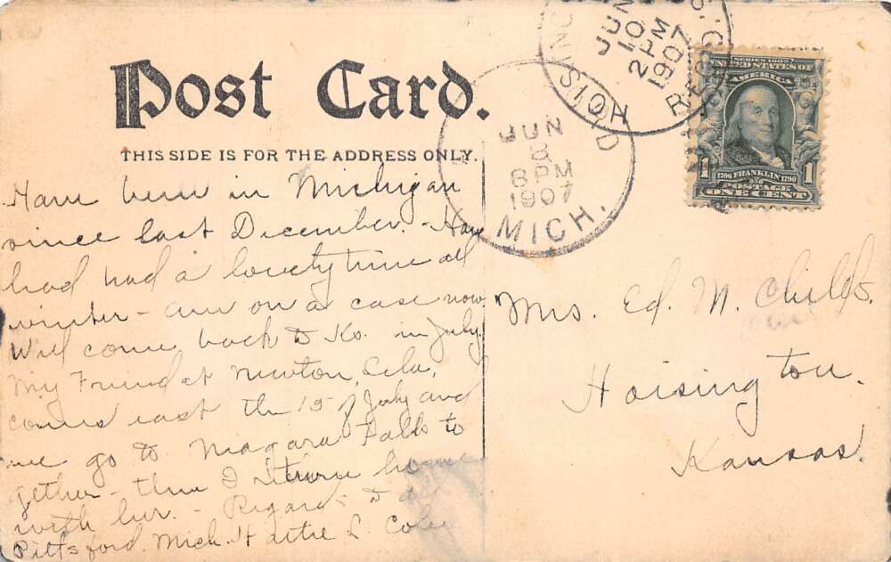 Hillsadale Michigan Multiview Greetings Bldgs College Train Station PC AA73350 - Image 2