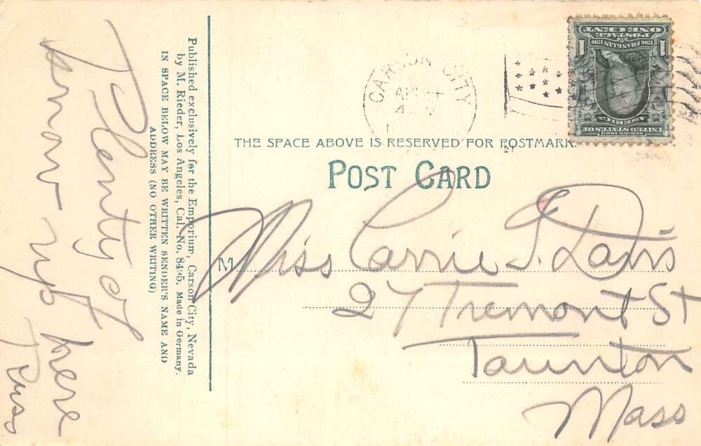 Carson City Nevada The Federal Post Office Vintage Postcard AA73351 - Image 2