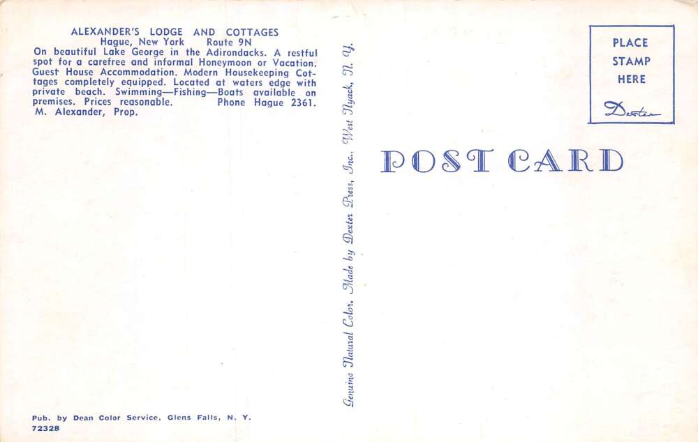 Hague New York Alexander's Lodge and Cottages Vintage Postcard AA73393 - Image 2