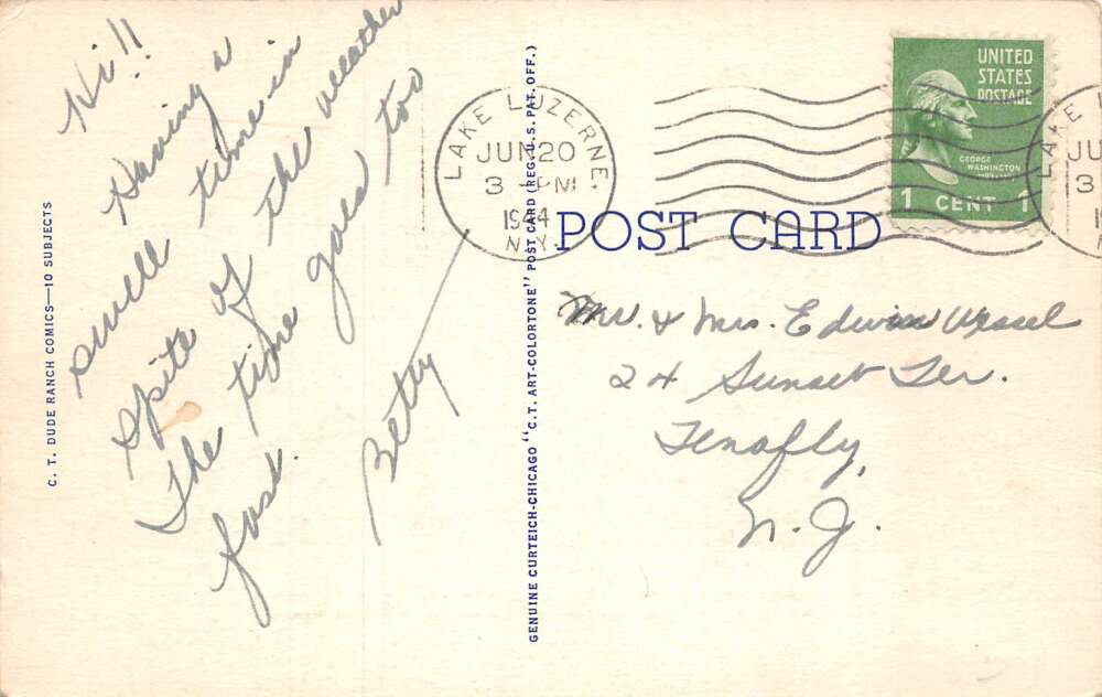 Lake Luzern New York Rocky Ridge Dude Ranch Girl Reading Postcard AA73396 - Image 2