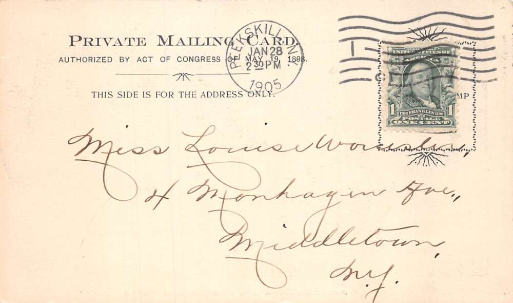 Peekskill New York and Morton Line Boats Private Mail Vintage Postcard AA73405 - Image 2