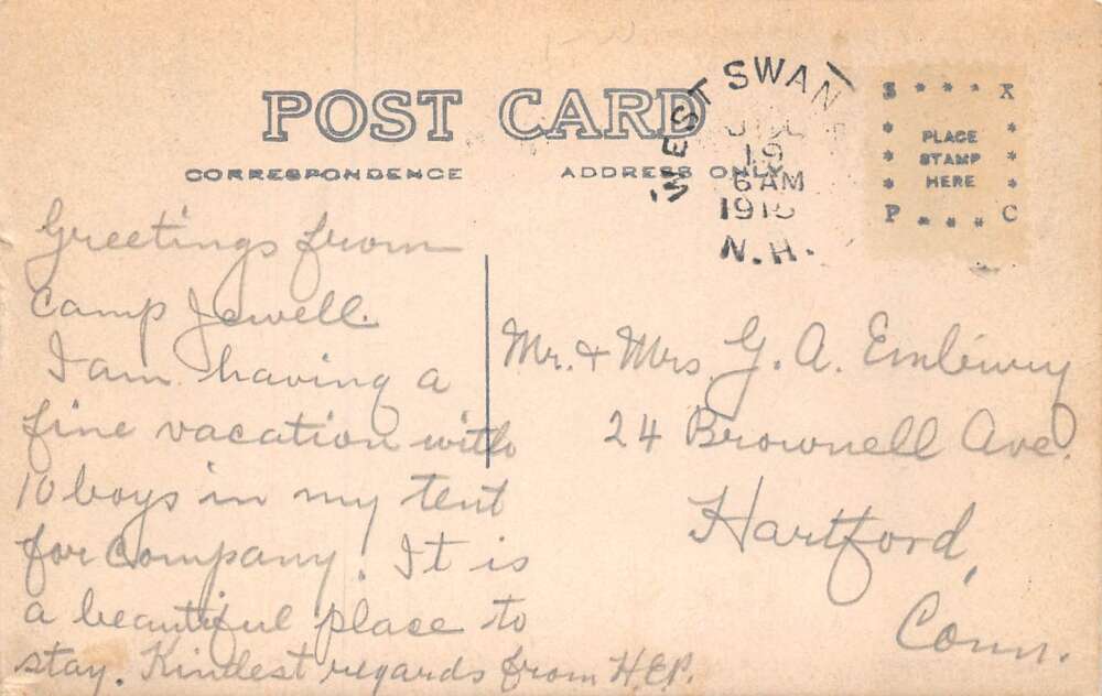 Lake Swanzey New Hampshire Camp Jewell Boats at Shore Real Photo PC AA73409 - Image 2