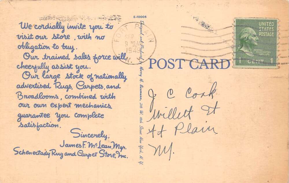 Schenectady New York Rug and Carpet Store Real Photo Vintage Postcard AA73423 - Image 2