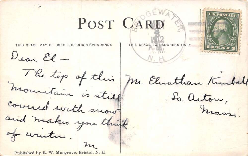 Alexandria New Hampshire Summt of Mt Cardigan Scenic View Postcard AA73436 - Image 2