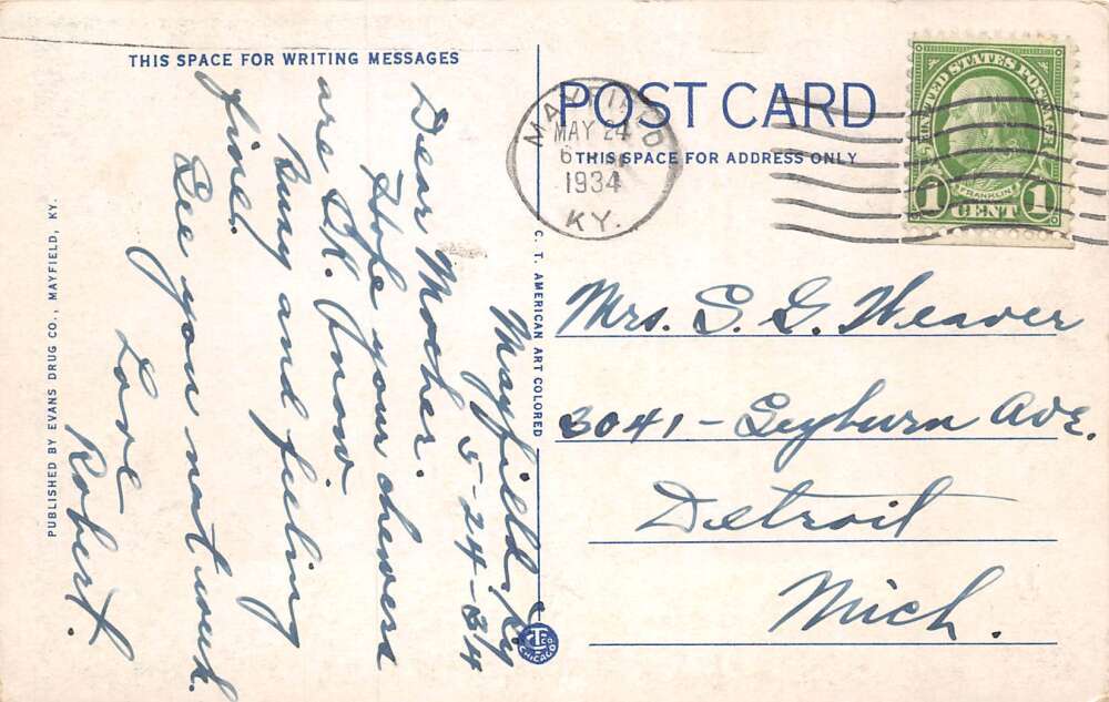 Mayfield Kentucky Mayfield Woolen Mills Vintage Postcard AA73475 - Image 2