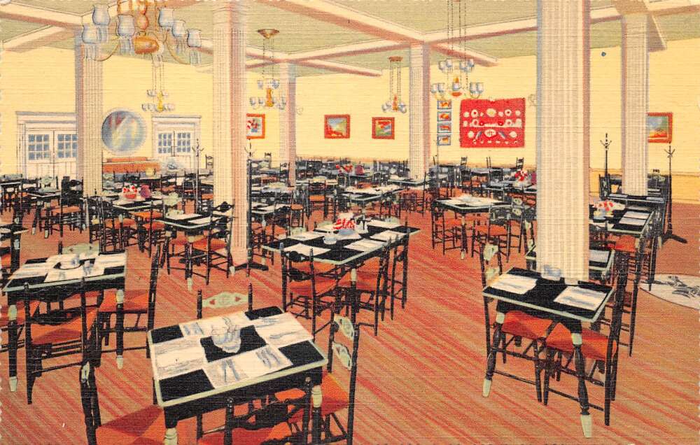 Los Angeles California Caroline Pines Restaurant Dining Room Postcard AA73869