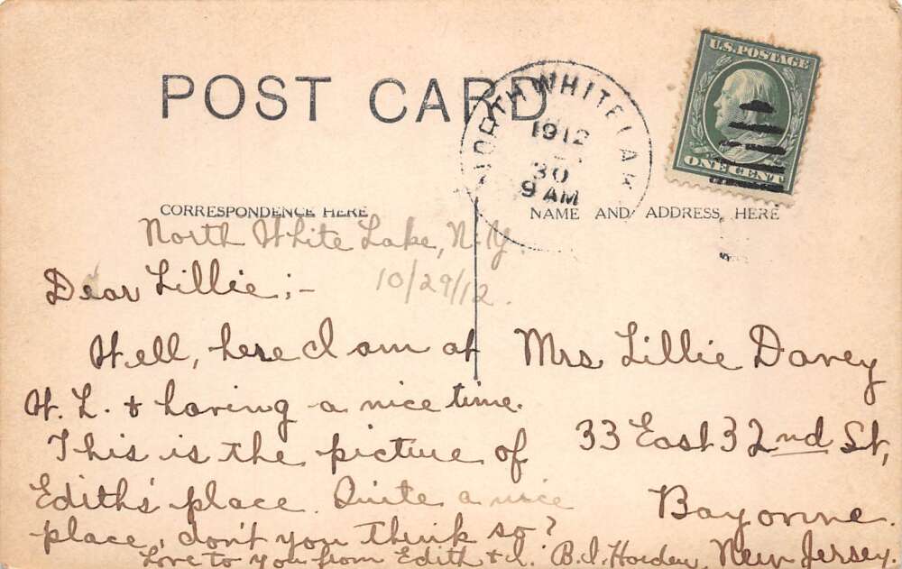 North White Lake New York Hotel Empire Real Photo Vintage Postcard AA73884 - Image 2