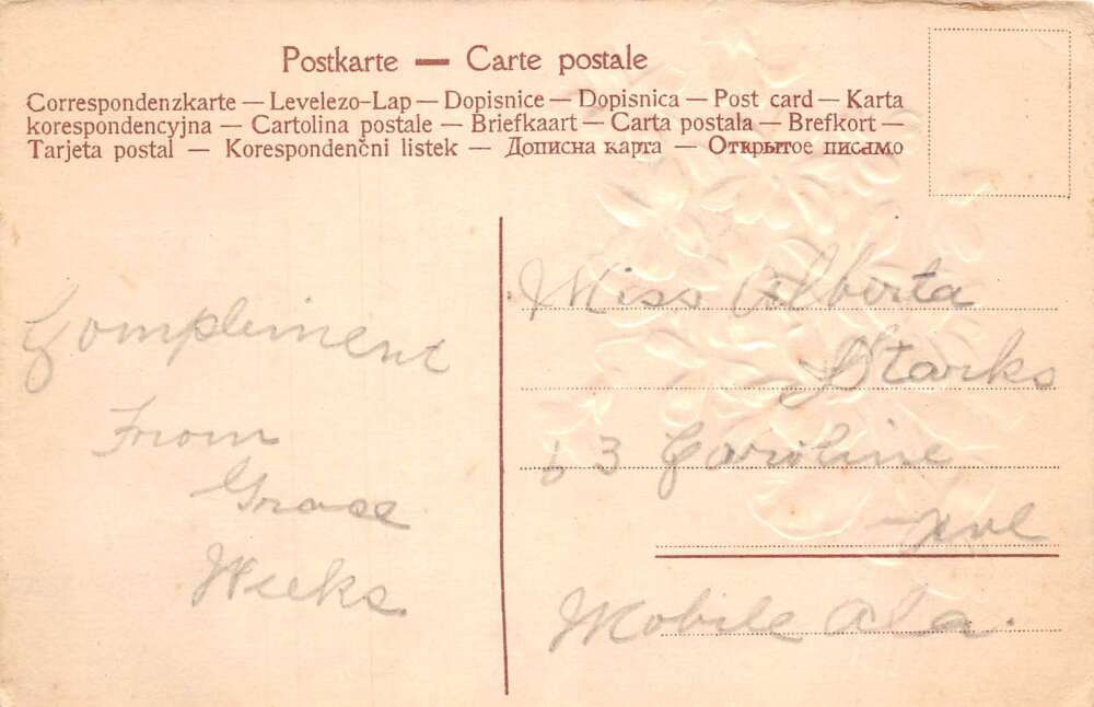 Moss Point Mississippi Greetings Purple Flowers Vintage Postcard AA73962 - Image 2