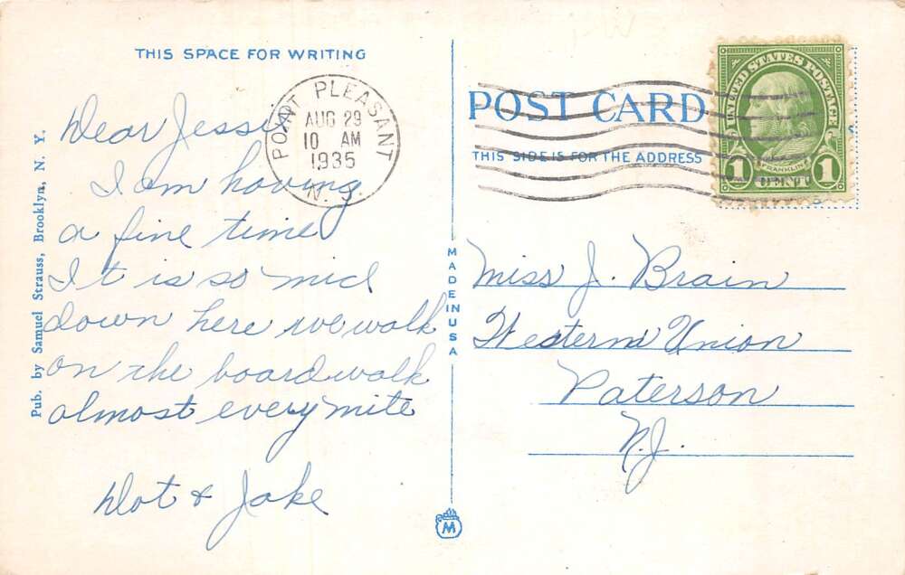 Point Pleasant Beach New Jersey Boardwalk and Wuest Casino Postcard AA73982 - Image 2