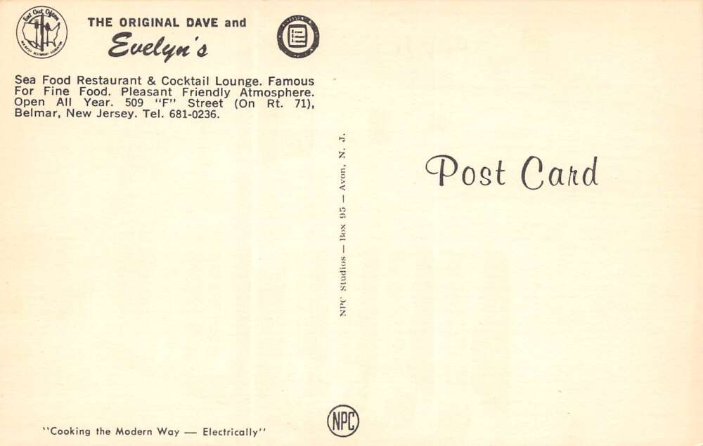 Belmar New Jersey Original Dave & Evelyn's Restaurant, Chrome, PC U12556 - Image 2