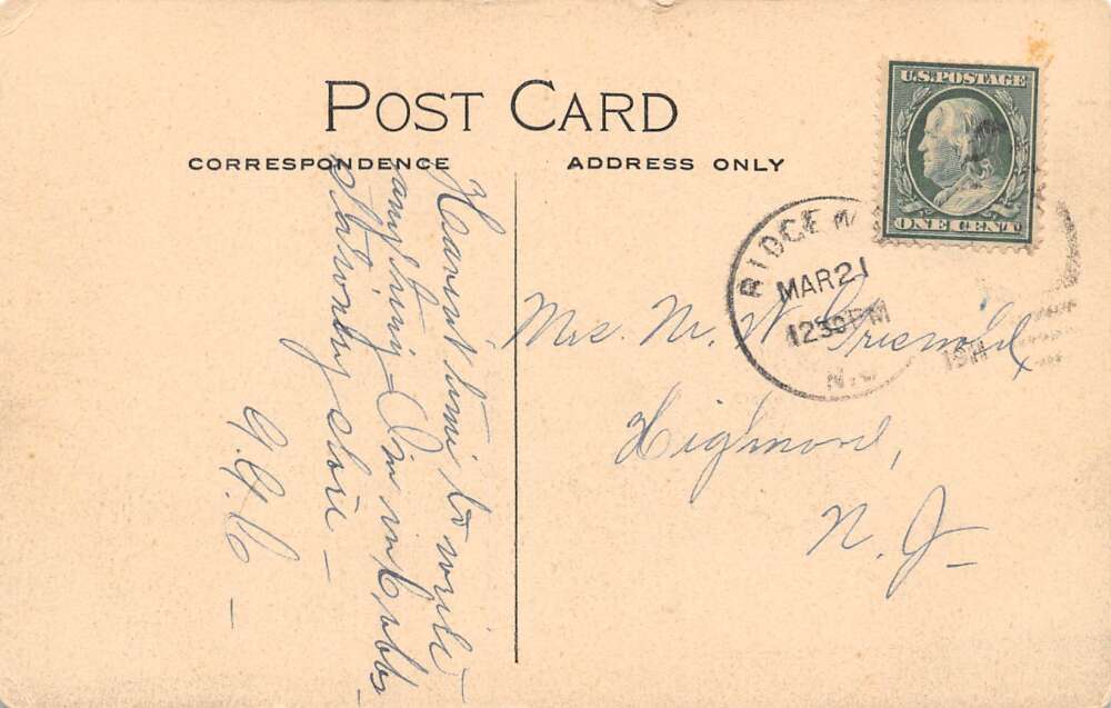 Ridgewood New Jersey Episcopal Church, B/W Photo Print Vintage Postcard U12607 - Image 2