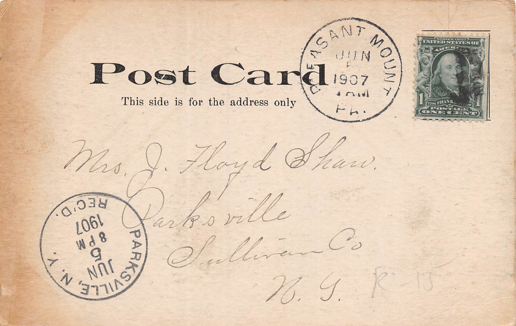 Preston Township Pennsylvania Lake Como, Undivided Back Vintage Postcard U12624 - Image 2