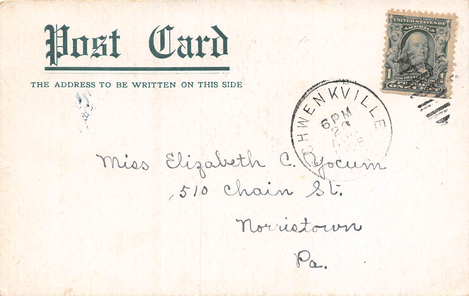 Schwenksville Pennsylvania Washington's Army Camp Stone Marker,Undivided Back PC U12627 - Image 2