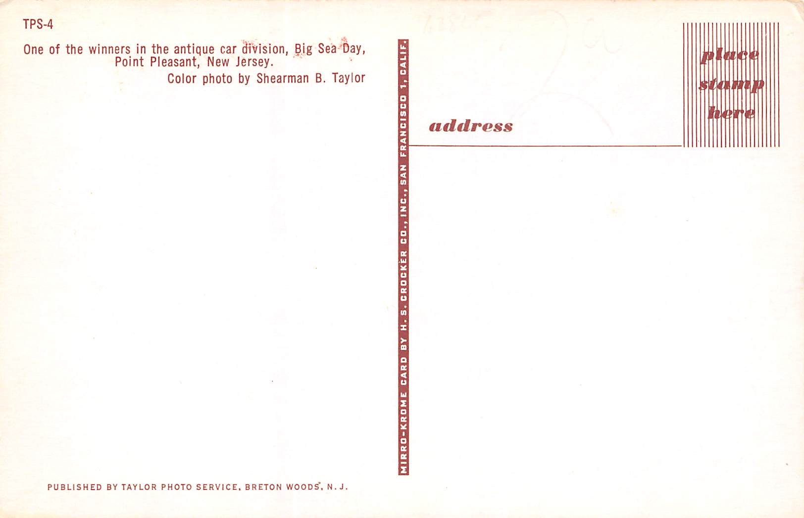 Point Pleasant New Jersey Antique Car Competition Winner, Photochrome PC U12657 - Image 2