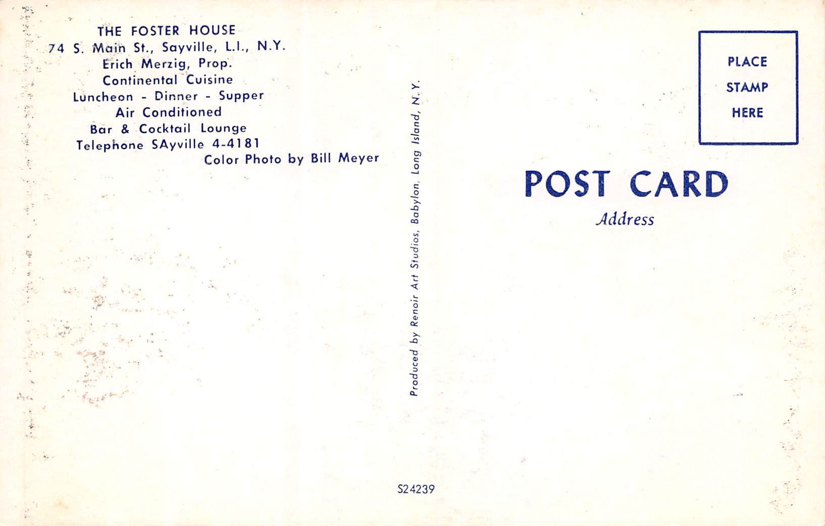 Sayville New York The Foster House, Long Island, Photochrome Vintage PC U12689 - Image 2