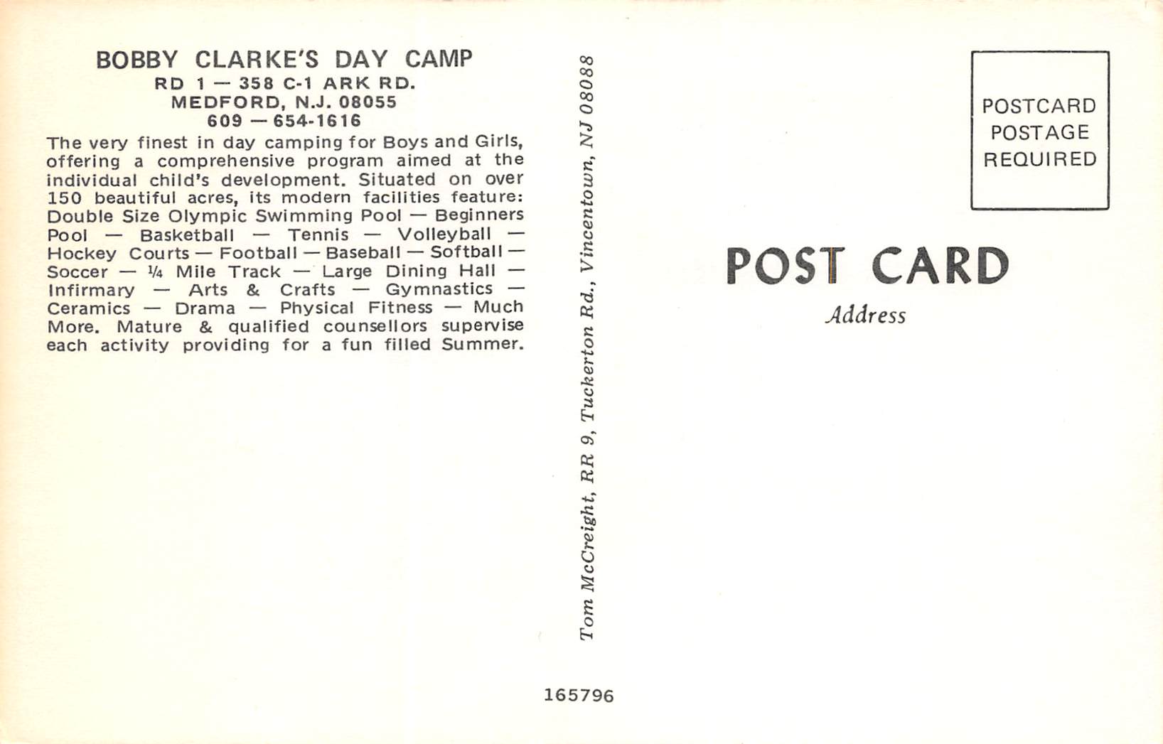 Medford New Jersey Bobby Clarke's Day Camp, Multi-View Chrome Vintage PC U12785 - Image 2