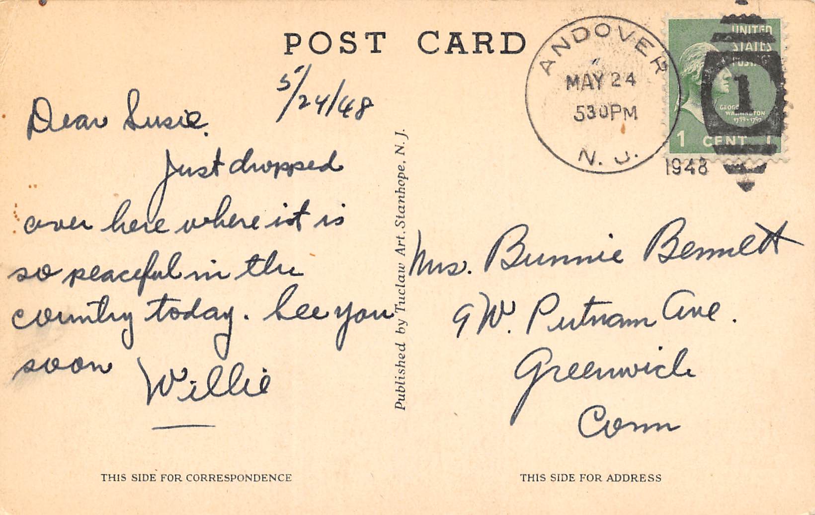 Andover New Jersey Ayer Hall, Camp Wawayanda, B/W Photo Print Vintage PC U12798 - Image 2