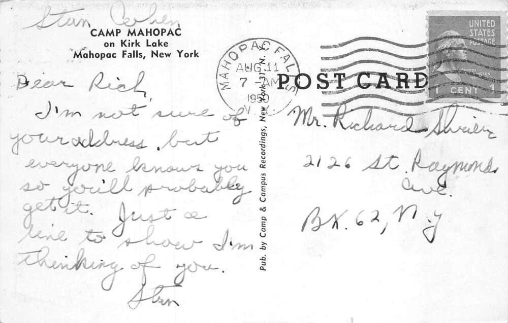 Mahopac Falls New York Camp Mahopac Basketball Vintage Postcard AA74110 - Image 2