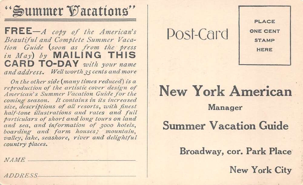 New York American Summer Vacation Guide Advertising Vintage Postcard AA74112 - Image 2