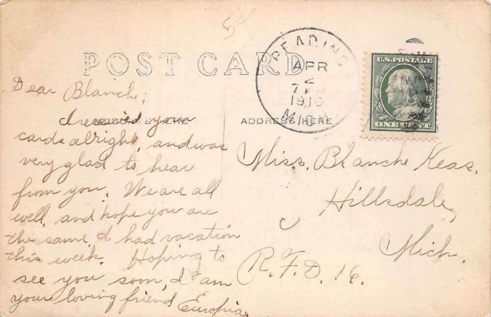 Reading Michigan Power House Real Photo Vintage Postcard AA108435 - Image 2