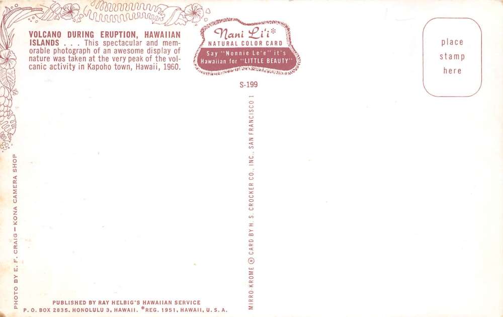 Kapoho Hawaii Volcano Eruption Nakamura Store Vintage Postcard AA108482 - Image 2