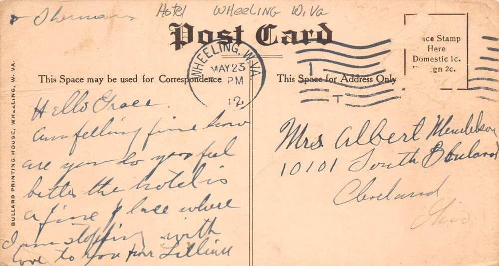 Wheeling Woodsdale West Virginia Stratford Springs Hotel Postcard AA108495 - Image 2