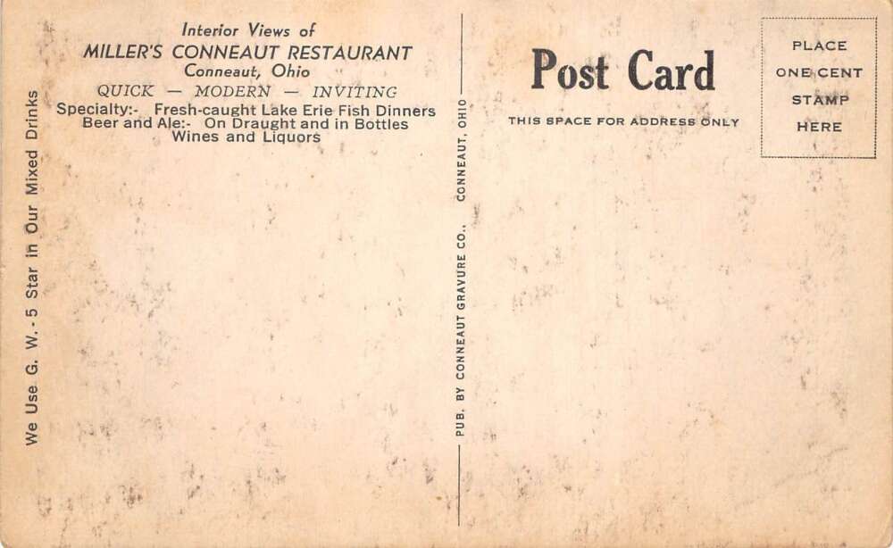 Conneaut Ohio Miller's Conneaut Restaurant Interior Vintage Postcard AA108524 - Image 2