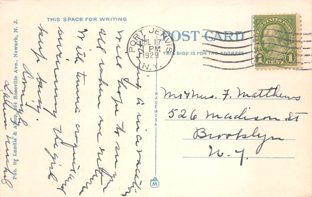 Port Jervis New York The Rock View Hotel, White Border, Vintage Postcard U26567 - Image 2