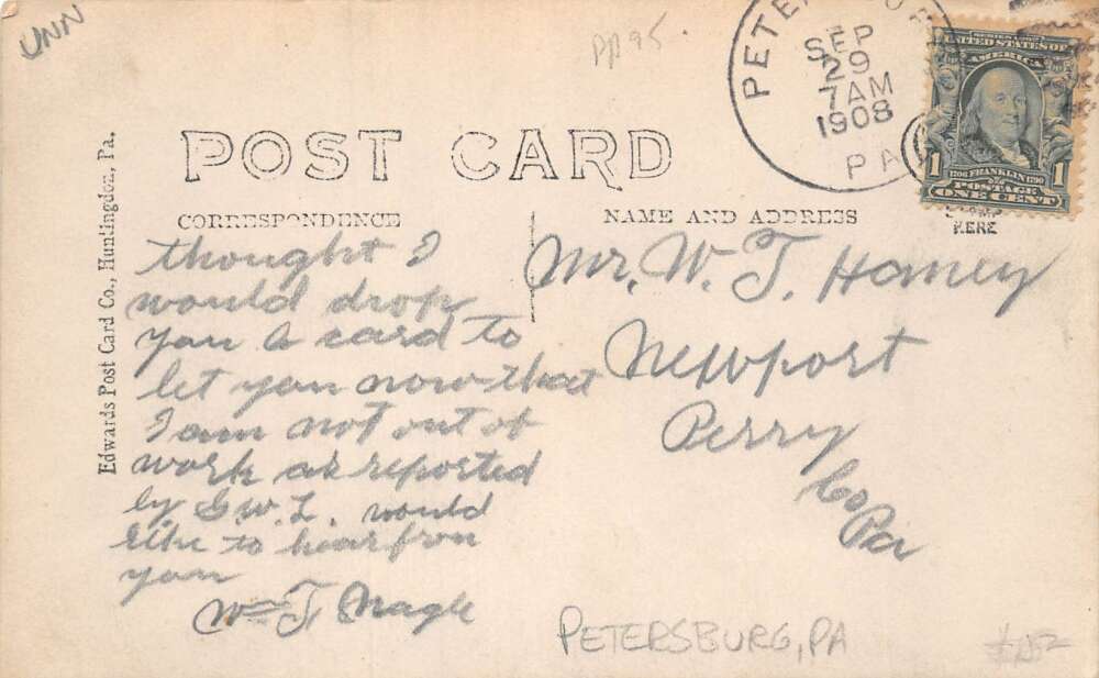 Petersburg Pennslyvania Blacksmith Workshop Real Photo Vintage Postcard AA108889 - Image 2