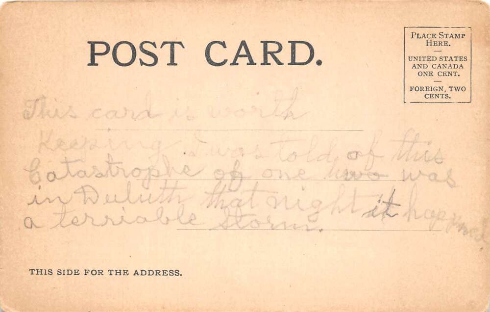 Duluth Minnesota Steamer Mataafa Shipwreck Storm Disaster Postcard AA108906 - Image 2