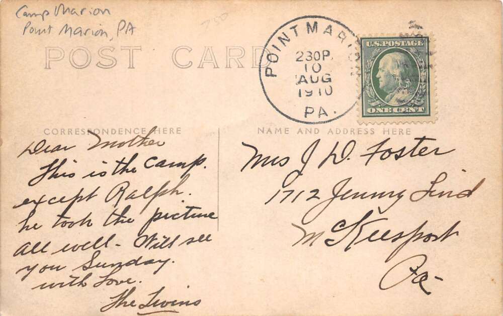 Point Marion Pennslyvania Camp Marion Campers by Tents Real Photo PC AA108914 - Image 2