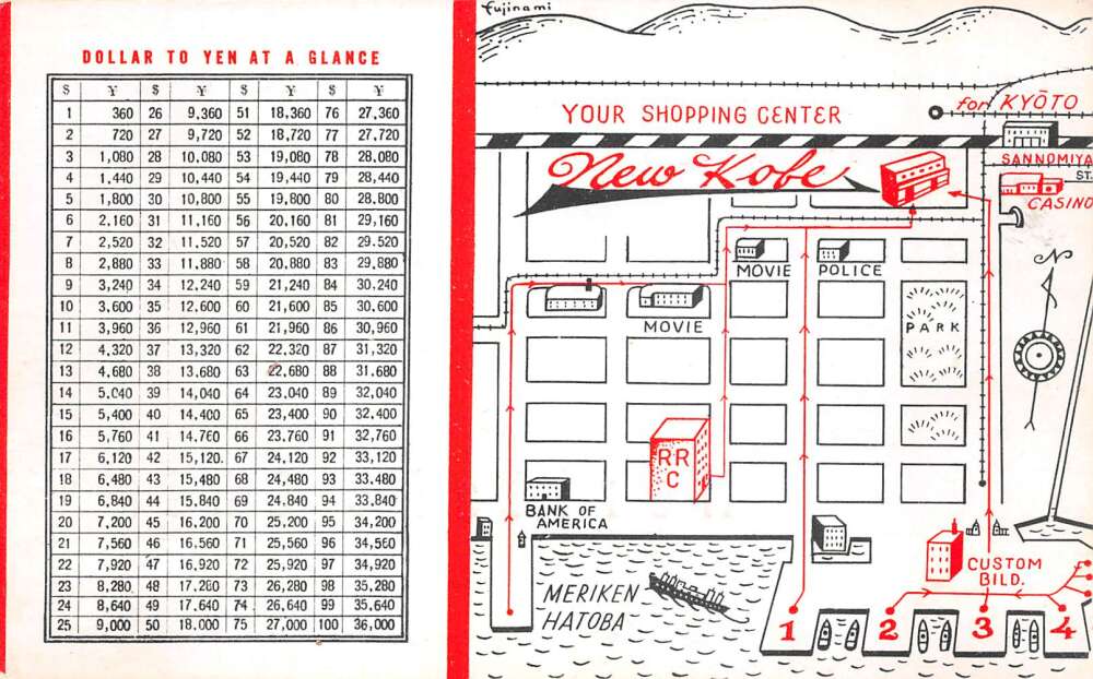 Kobe Japan New Kobe Store Ad Himeji Castle Dollar to Yen Chart Non PC AA108934 - Image 2